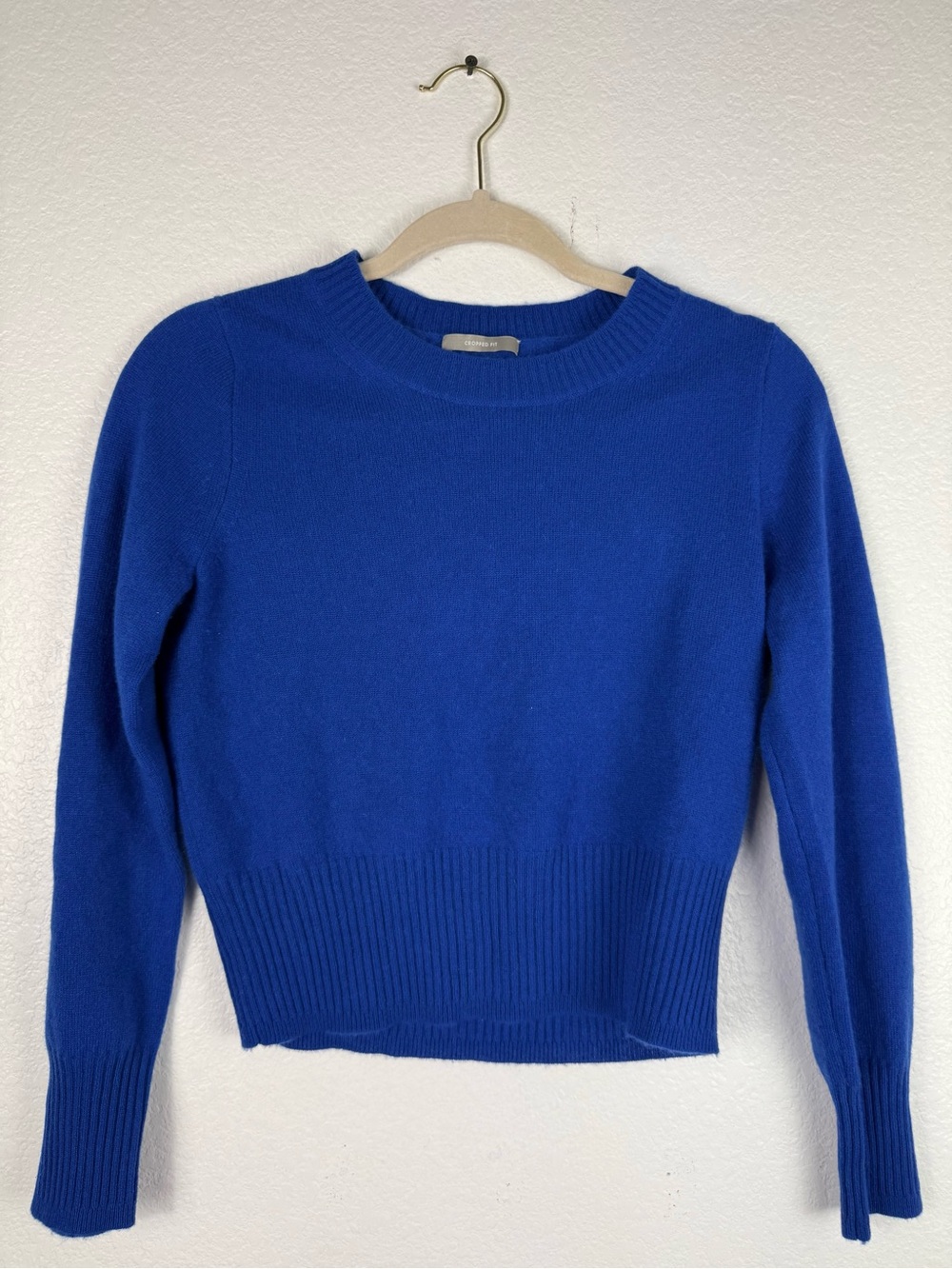 J. Crew Royal Blue Crewneck cashmere cropped fit sweater size S